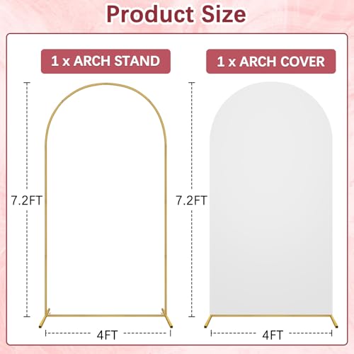 DaiUni 7.2FT Wedding Arch Backdrop Stand and Cover Set, Metal Balloon Arch Stand and Cover for Birthday Party Wedding Ceremony Bridal Baby Shower Graduation Decoration - Image 2