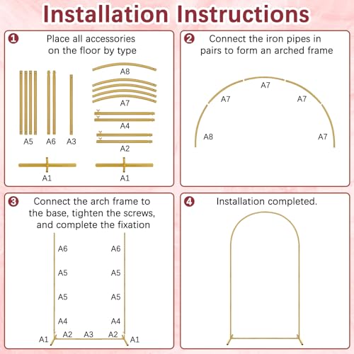 DaiUni 7.2FT Wedding Arch Backdrop Stand and Cover Set, Metal Balloon Arch Stand and Cover for Birthday Party Wedding Ceremony Bridal Baby Shower Graduation Decoration - Image 3