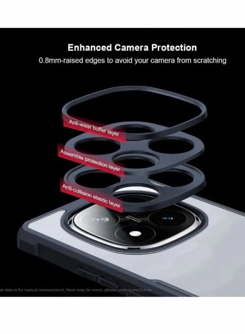 Xundo Clear Case for Xiaomi Redmi Note 15 5G/4G | Premium Rugged | Durable Shock-absorbing Frame | Black Border | Thermoplastic Polyurethane | Airbag Anti-drop Protection - Clear - Image 4
