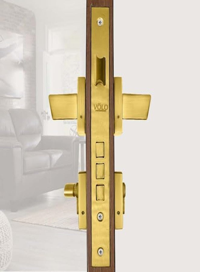 VOLO Heavy Duty Main Door Mortise Lock | Bedroom Door Lock Set with Brass Cylinder and Lock Body for Home/Hotels/Office. (2248 Handle on Rose) (PVD Gold) - Image 4