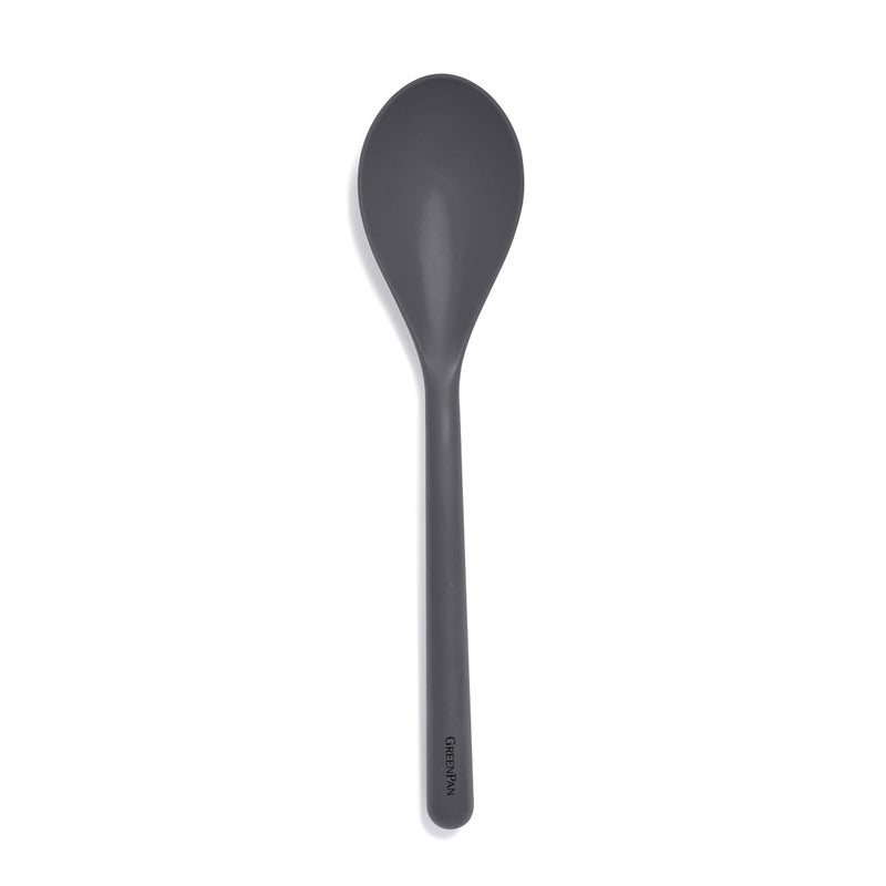 GreenPan Silicone Solid Spoon Mixing Stirring Serving Cooking Kitchen Utensil Flexible Rubber Nonstick Cookware Rigid Steel Core HeatResistant AntiSlip Handle BPAFree Dishwasher Safe Gray - Image 2