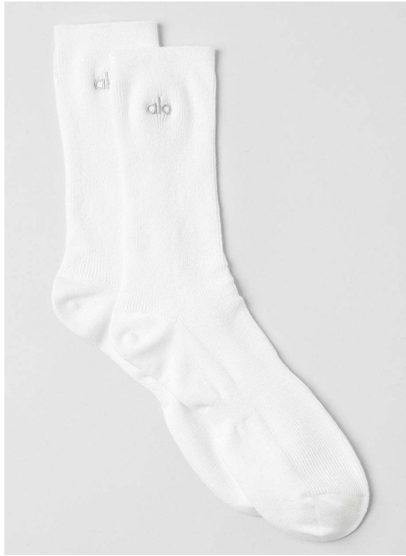 alo - Aloyoga three-piece set of mid-calf socks, solid-colored socks, neutral mid-calf socks - Image 1
