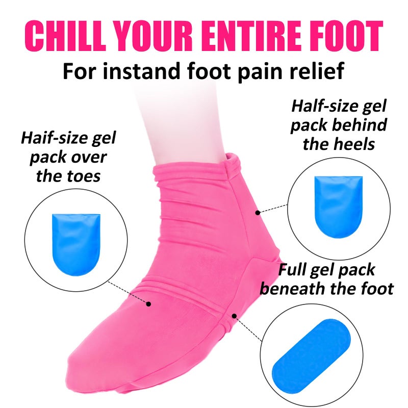 coldpa Reusable Cold Therapy Socks, Gel Ice Pack for Feet Heels Injuries Swelling, Hot and Cold Therapy Socks for Plantar Fasciitis Neuropathy Chemotherapy Pain Relief for Foot Ankle (Pink) - Image 4
