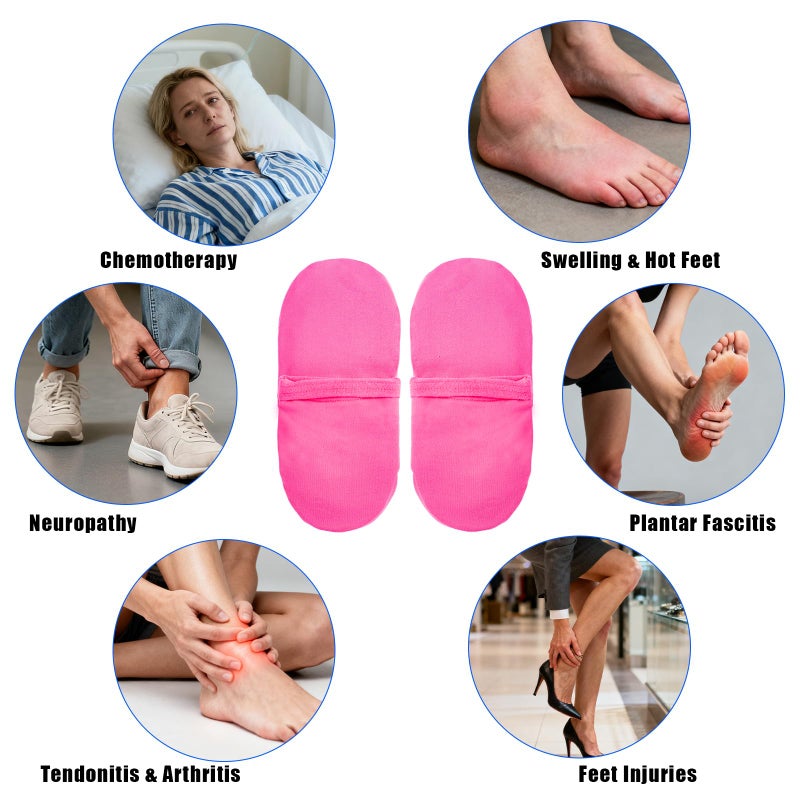 coldpa Reusable Cold Therapy Socks, Gel Ice Pack for Feet Heels Injuries Swelling, Hot and Cold Therapy Socks for Plantar Fasciitis Neuropathy Chemotherapy Pain Relief for Foot Ankle (Pink) - Image 3