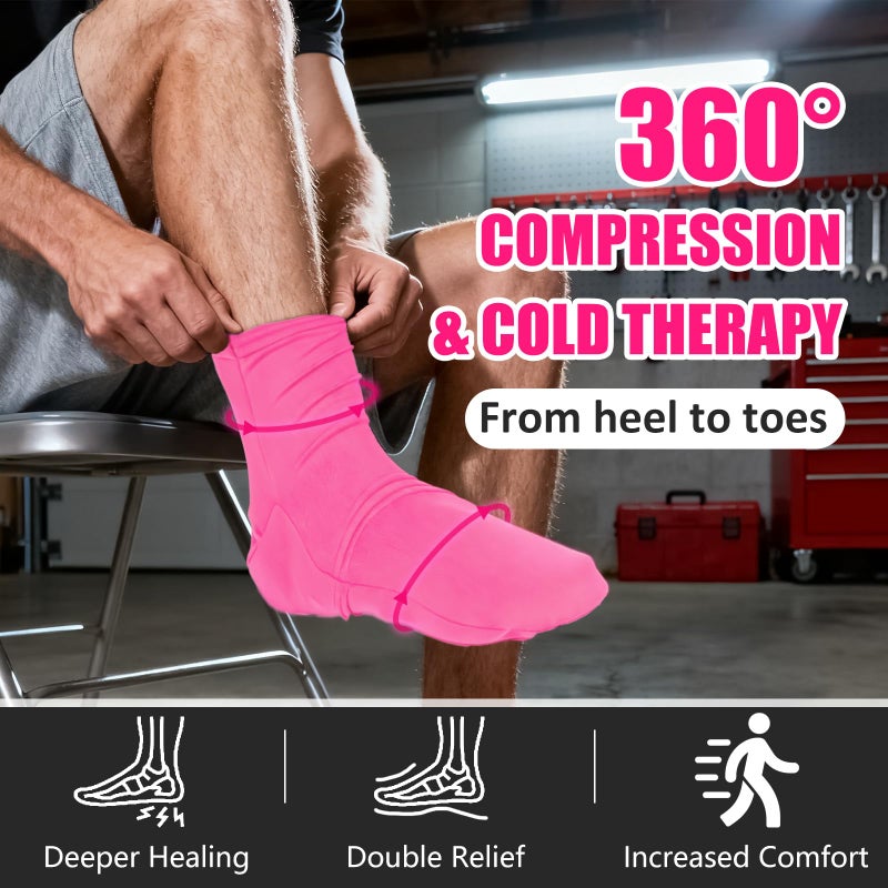 coldpa Reusable Cold Therapy Socks, Gel Ice Pack for Feet Heels Injuries Swelling, Hot and Cold Therapy Socks for Plantar Fasciitis Neuropathy Chemotherapy Pain Relief for Foot Ankle (Pink) - Image 2