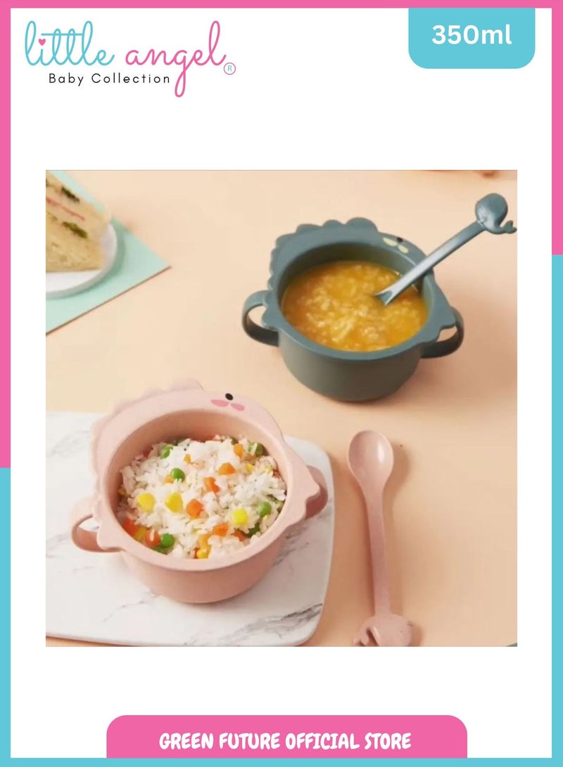 Little Angel Kids Bowls Feeding Bowl With Handle - Blue - Image 3