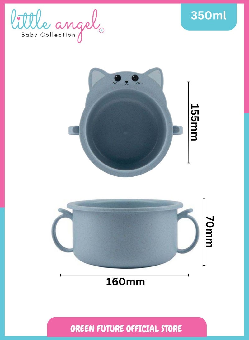 Little Angel Kids Bowls Feeding Bowl With Handle - Blue - Image 4