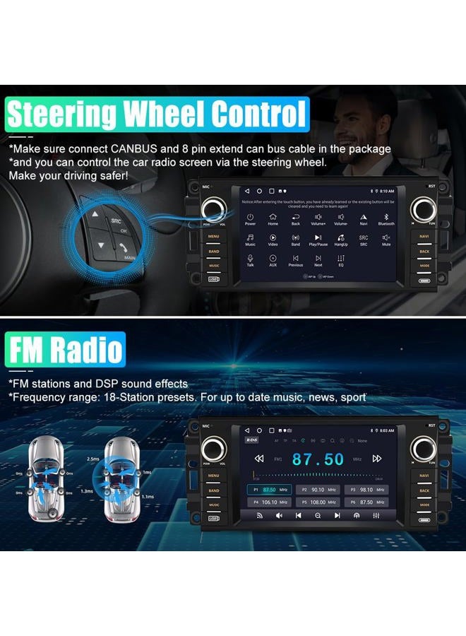 AWESAFE Android Car Stereo for Jeep Wrangler JK 2007-2018 Dodge RAM 1500 2500 3500 2009-2012 Radio Replacement Support Carplay Android Auto Radio Built in Bluetooth WiFi - 2G Ram 32G ROM - Image 4