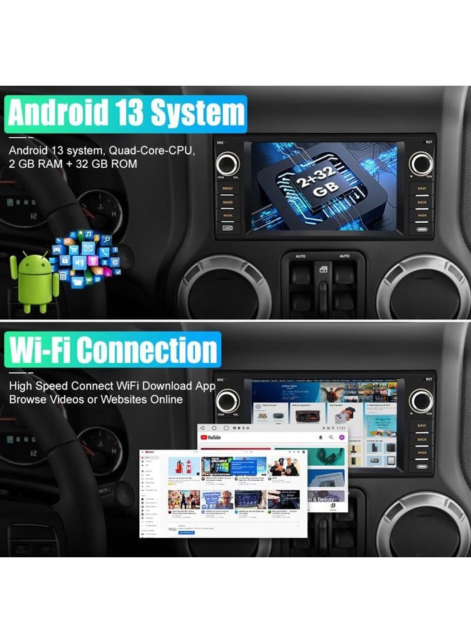 AWESAFE Android Car Stereo for Jeep Wrangler JK 2007-2018 Dodge RAM 1500 2500 3500 2009-2012 Radio Replacement Support Carplay Android Auto Radio Built in Bluetooth WiFi - 2G Ram 32G ROM - Image 3