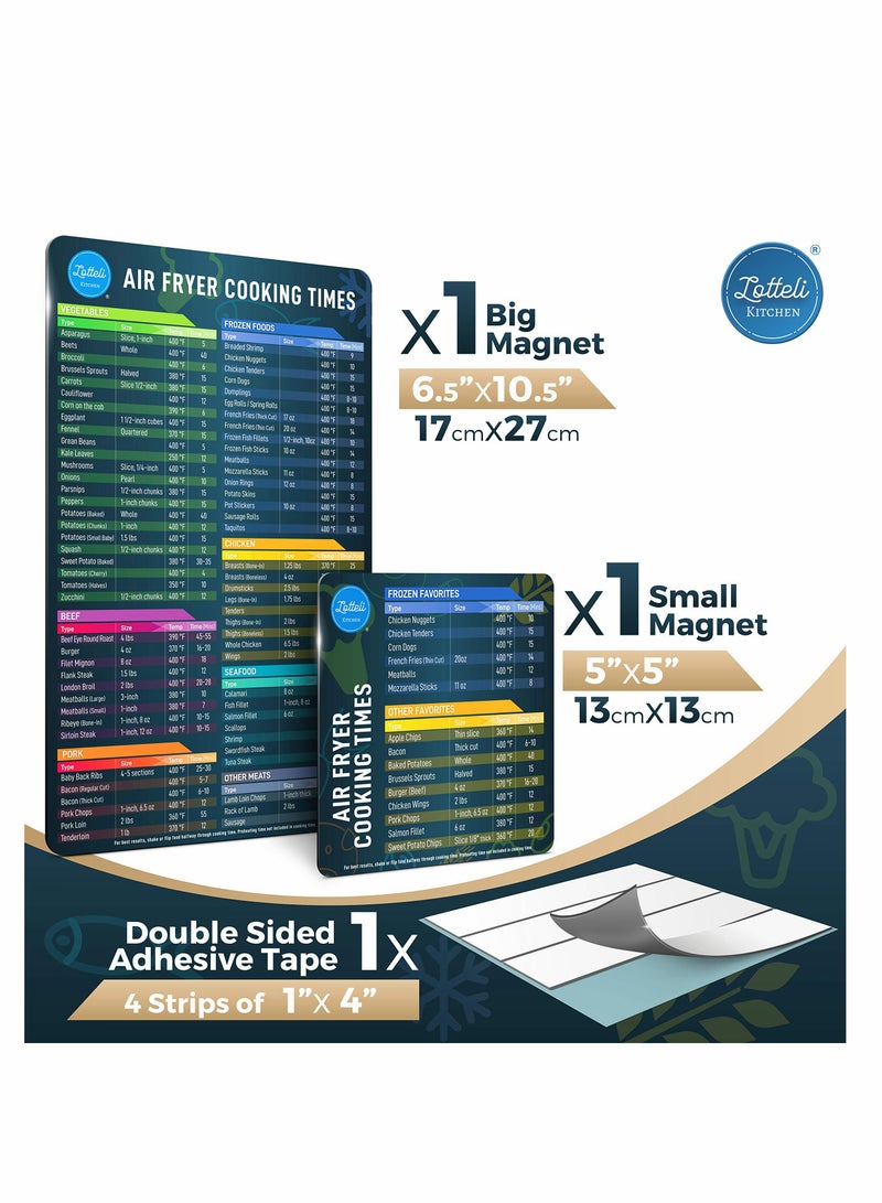 Air Fryer Magnetic Cheat Sheet Set, Air Fryer Accessories Cook Times, Airfryer Accessory Magnet Sheet Quick Reference Guide for Cooking and Frying