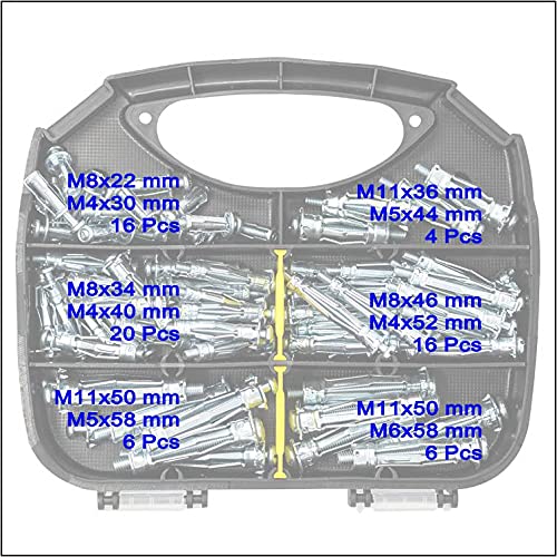 T.K.Excellent T. K. Excellent Heavy Duty Zinc Plated Steel Molly Bolt Hollow Drive Wall Anchor Screws Set for Drywall,Multiple Sizes Assortment Kit, 68 Pieces - Image 2