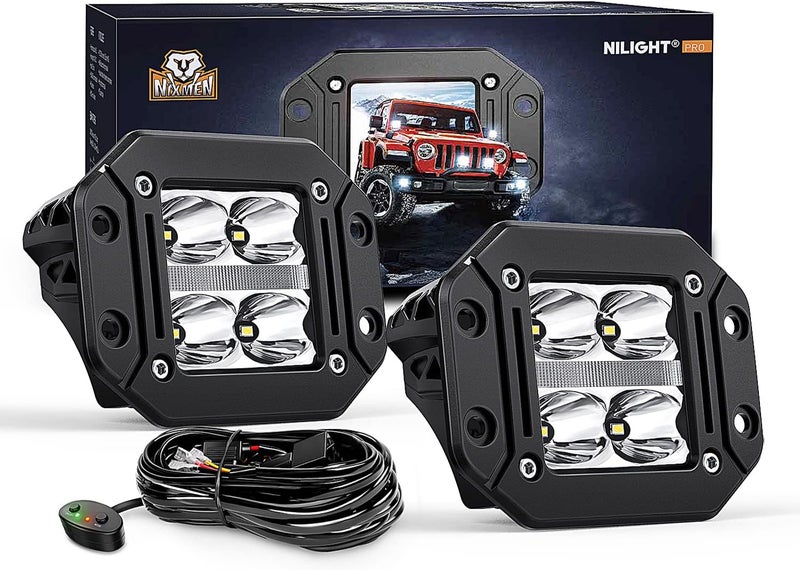 Nilight أضواء بود LED مدمجة من نيللايت 2 قطعة مع ضوء نهاري، شعاع بقوة 4.8 بوصة 20 واط 2510 لومن لشاحنة 4x4 SUV جيب - Image 1