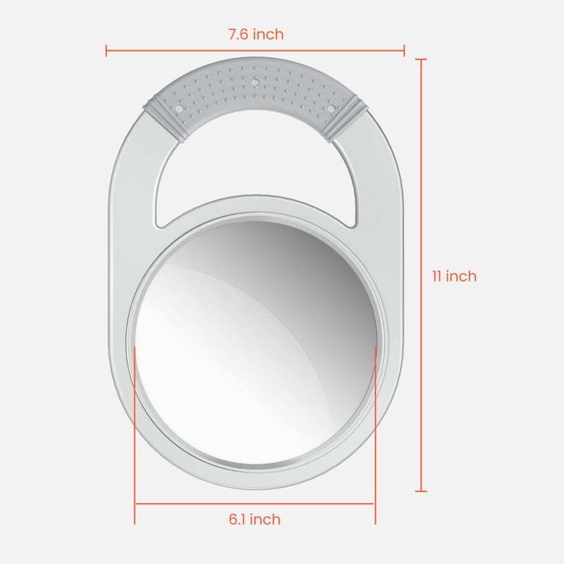 Tasalon Unbreakable Hand Mirror  Hand Mirrors With Handle  Salon Barber For Hair  Anti-Slip Hand Held With Rubber Grip For Travel  Makeup  Shaving  Shower  Camping - Silver - Image 2