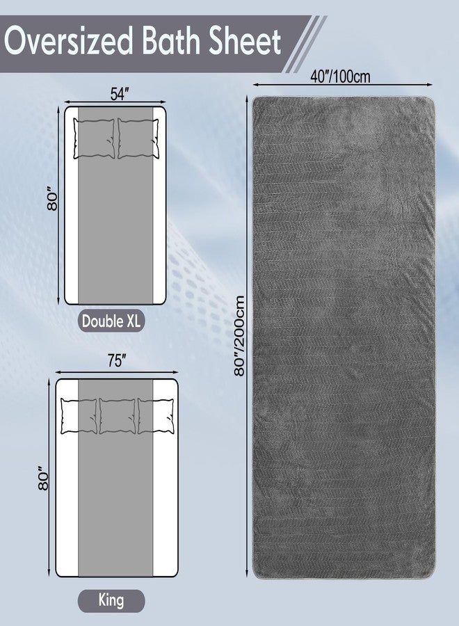 SmoothNovelty 2 Pack 40 x 80 Inch Jumbo Extra Large Bath Sheet Towels Set, Oversized Quick Dry Coral Fleece Bath Sheets, Absorbent and Soft, Lightweight Towels for Home, Gym, Travel, Beach (Gray) - Image 2