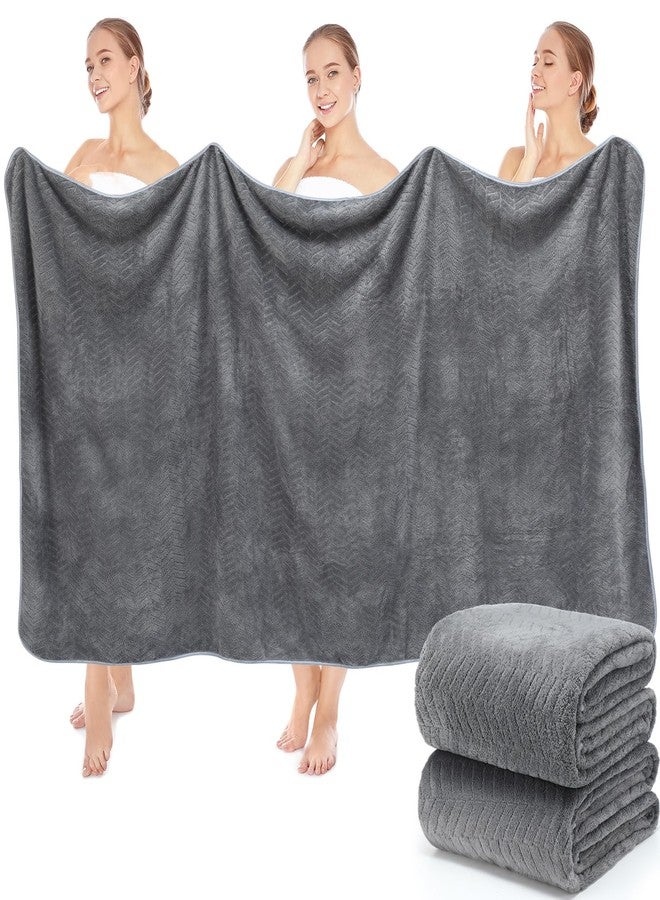 SmoothNovelty 2 Pack 40 x 80 Inch Jumbo Extra Large Bath Sheet Towels Set, Oversized Quick Dry Coral Fleece Bath Sheets, Absorbent and Soft, Lightweight Towels for Home, Gym, Travel, Beach (Gray) - Image 1