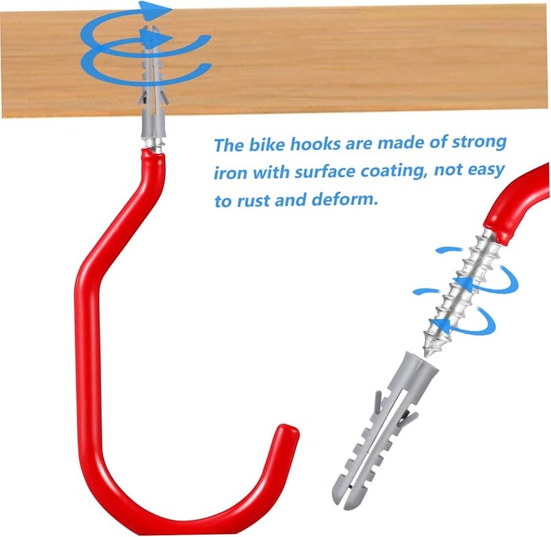 خطافات دراجات ثقيلة لتخزين الجراج على الحائط 10 قطع طلاء أسود متعدد الاستخدامات - Image 4