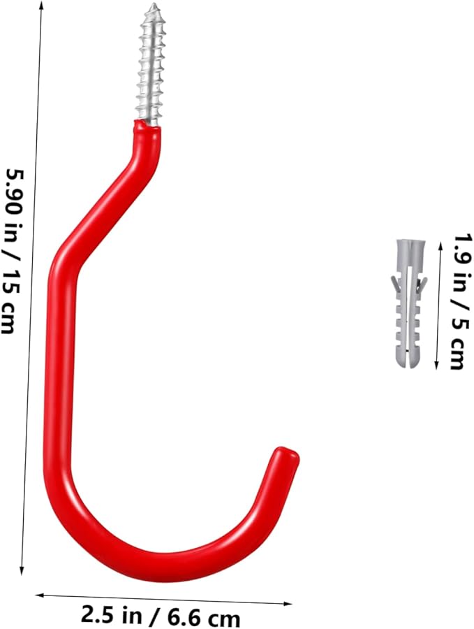 خطافات دراجات ثقيلة لتخزين الجراج على الحائط 10 قطع طلاء أسود متعدد الاستخدامات - Image 3