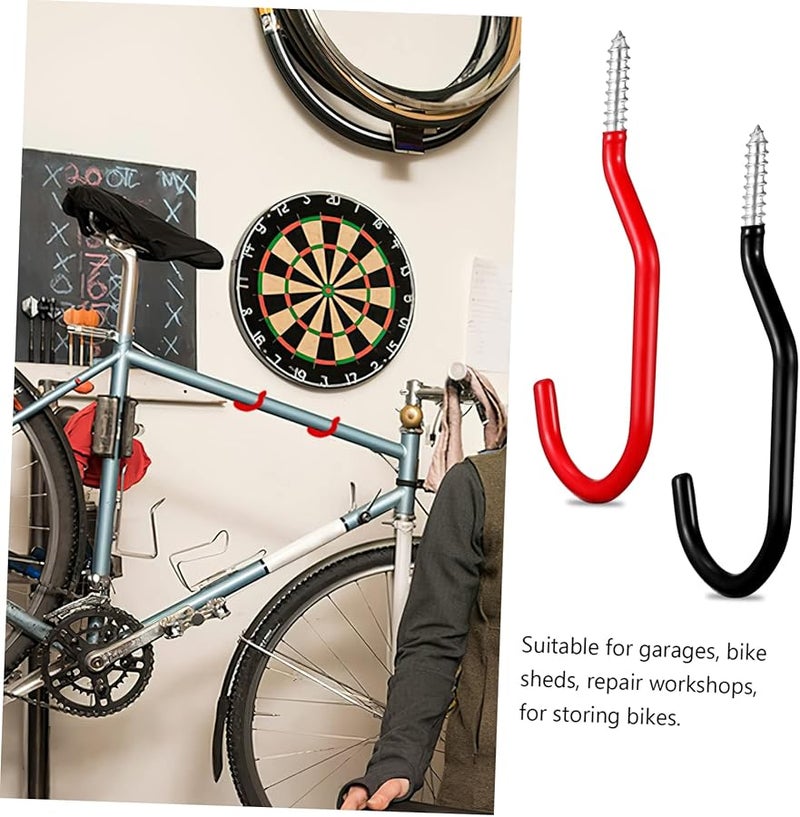 خطافات دراجات ثقيلة لتخزين الجراج على الحائط 10 قطع طلاء أسود متعدد الاستخدامات - Image 5