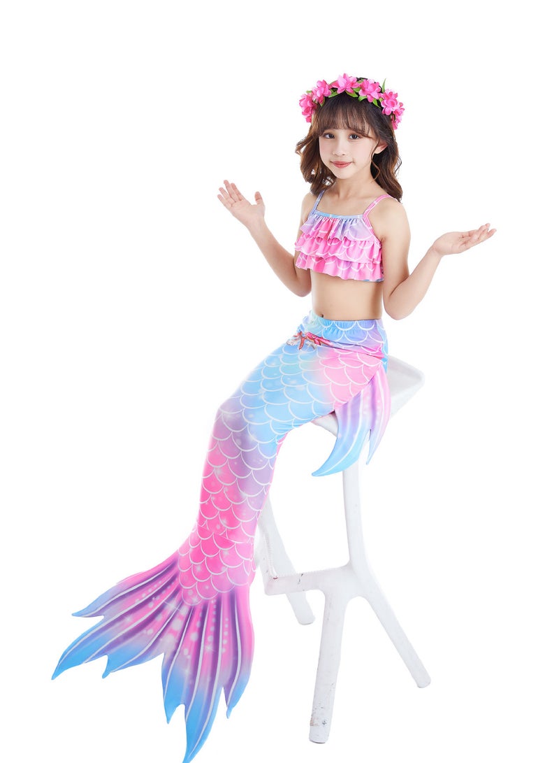 AUTOYSUR Mermaid Tail Sets Mermaid Costume Girls Swimwear Mermaid Tail Swimwear,Bikini Sets,Mermaid Costume Swimsuits for Kids - Image 3