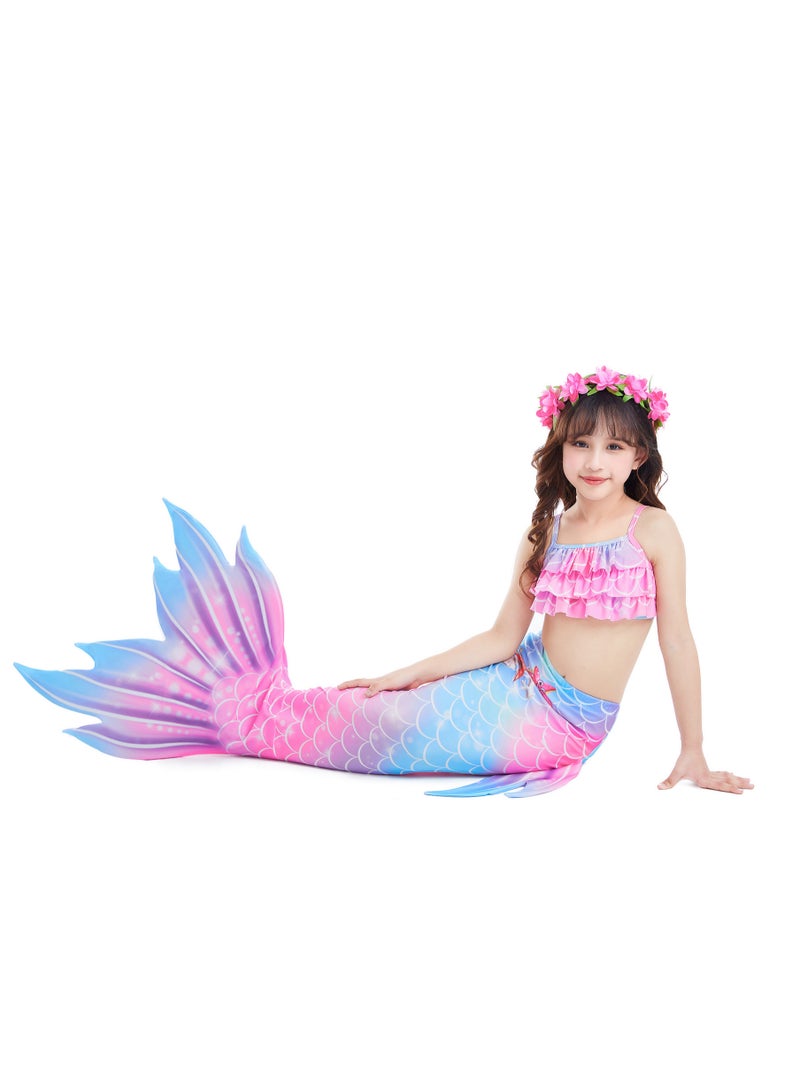 AUTOYSUR Mermaid Tail Sets Mermaid Costume Girls Swimwear Mermaid Tail Swimwear,Bikini Sets,Mermaid Costume Swimsuits for Kids - Image 4