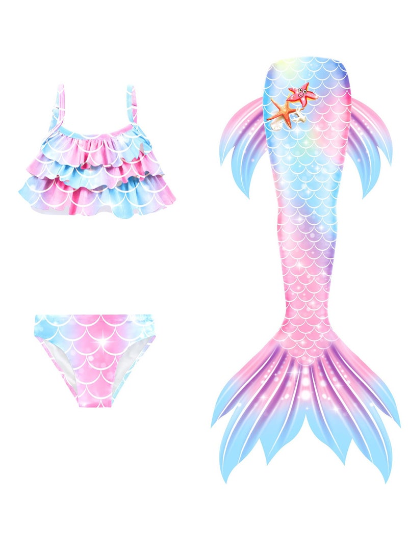 AUTOYSUR Mermaid Tail Sets Mermaid Costume Girls Swimwear Mermaid Tail Swimwear,Bikini Sets,Mermaid Costume Swimsuits for Kids - Image 1