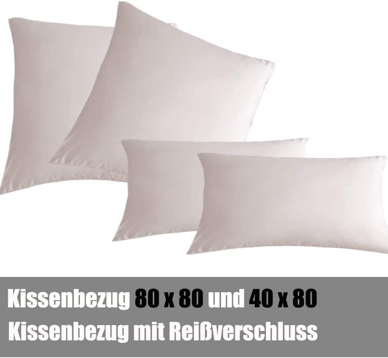 Soifox أغطية سرير بيج 135 × 200 سم 6 قطع - 2 غطاء لحاف 135 × 200 سم + 2 كيس وسادة 80 × 80 سم + مجموعة أكياس وسادة 2 × 40 × 80 سم، مايكروفايبر ناعم وغير قابل للكي مع سحاب (6 قطع 135 × 200 سم، بيج) - Image 5