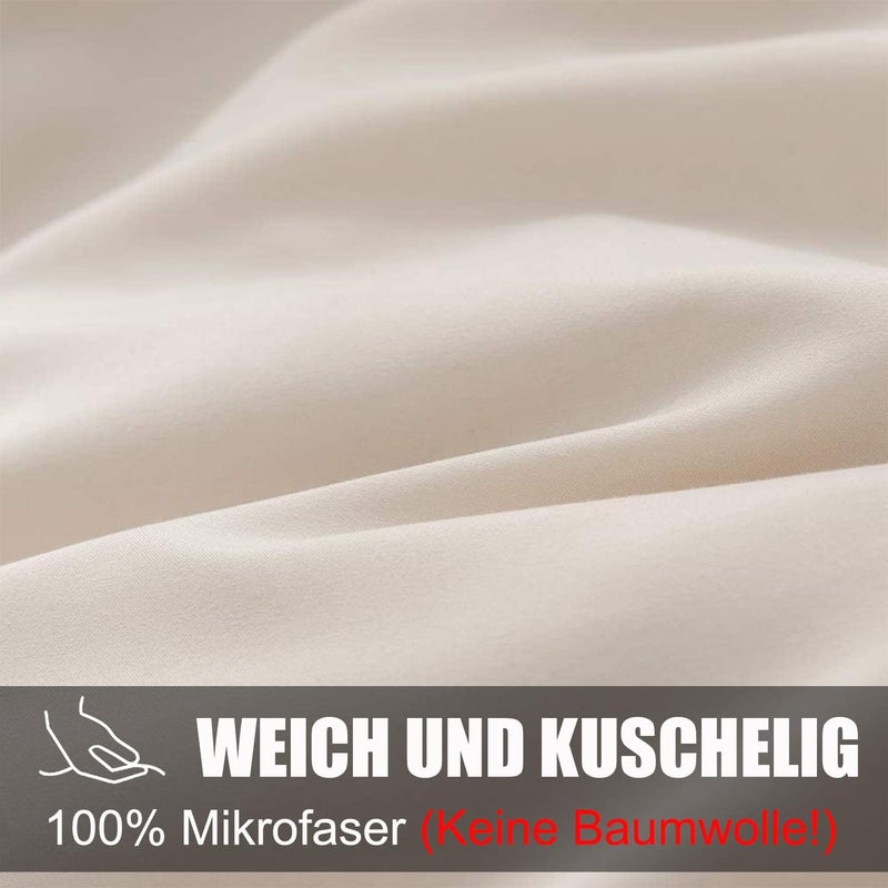 Soifox أغطية سرير بيج 135 × 200 سم 6 قطع - 2 غطاء لحاف 135 × 200 سم + 2 كيس وسادة 80 × 80 سم + مجموعة أكياس وسادة 2 × 40 × 80 سم، مايكروفايبر ناعم وغير قابل للكي مع سحاب (6 قطع 135 × 200 سم، بيج) - Image 2