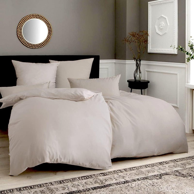 Soifox أغطية سرير بيج 135 × 200 سم 6 قطع - 2 غطاء لحاف 135 × 200 سم + 2 كيس وسادة 80 × 80 سم + مجموعة أكياس وسادة 2 × 40 × 80 سم، مايكروفايبر ناعم وغير قابل للكي مع سحاب (6 قطع 135 × 200 سم، بيج) - Image 1