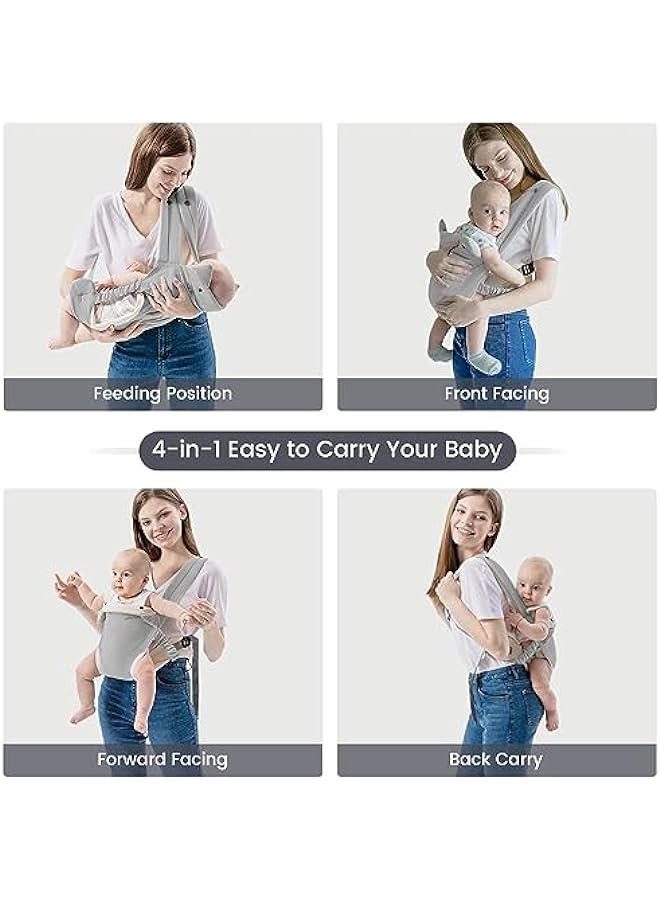 Gonice Baby Wrap Carrier, Baby Sling Newborn to Toddler, Adjustable Holder Portable Convertible Front and Back Backpack Carry for Infants Toddlers Babies(Grey) - Image 5