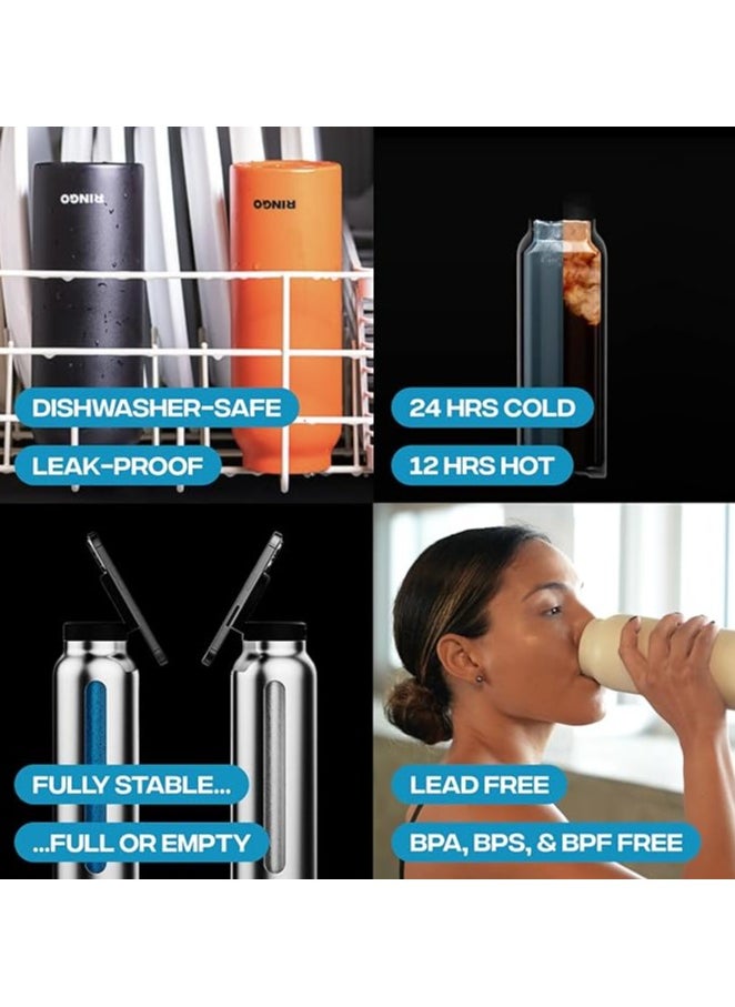 Ringo - Water Bottle 32Oz + Free Magnetic Booster Ring | Stainless Steel Hydration Bottle w/ Integrated MagSafe Phone Mount, 12Hrs Hot/24Hrs Cold, BPA-Free, Works w/ All Devices Android & iOS - Black - Image 1
