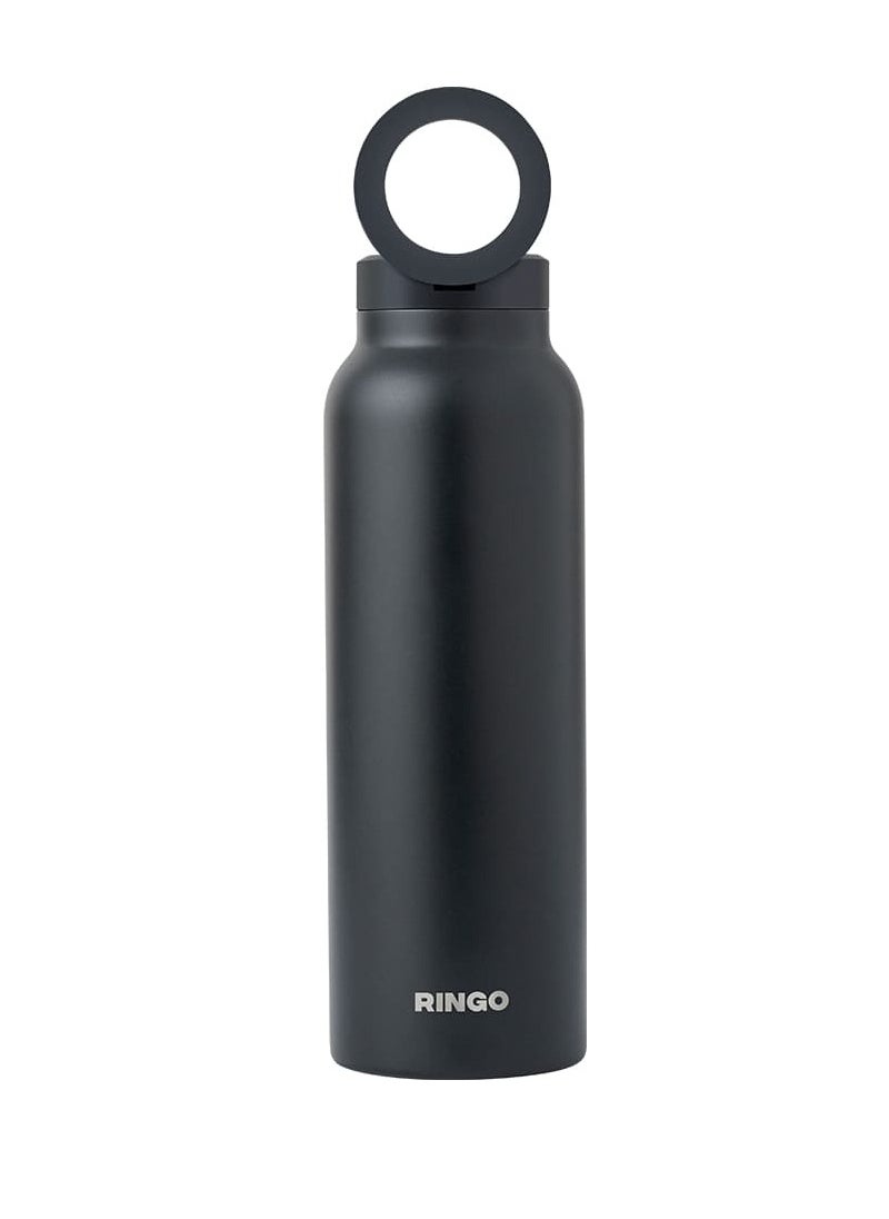 Ringo - Water Bottle 32Oz + Free Magnetic Booster Ring | Stainless Steel Hydration Bottle w/ Integrated MagSafe Phone Mount, 12Hrs Hot/24Hrs Cold, BPA-Free, Works w/ All Devices Android & iOS - Black - Image 1
