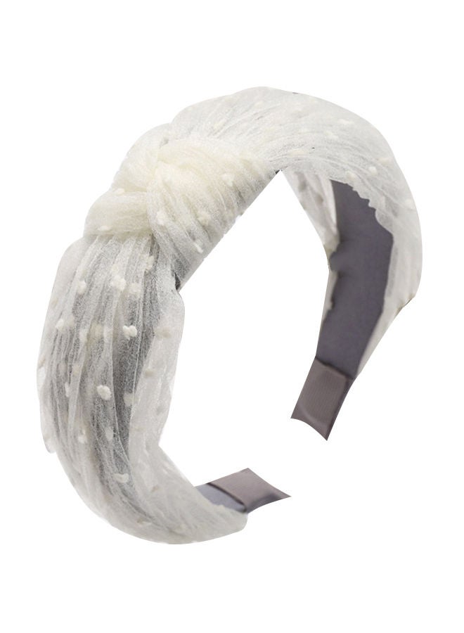 NIBEMINENT Polyester Lace Pattern Hair Band Grey/White