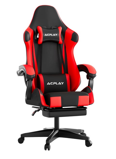 Gaming Chair With Ergonomic Design, High Back, Reclining Function, Neck And Lumbar Support, Retractable Footrest, Silent Casters - Ideal For Racing, Office, And Computer Use 64X53X128 Cm