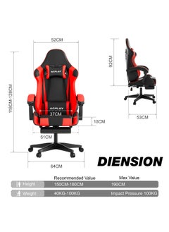 ACPLAY Gaming Chair With Ergonomic Design, High Back, Reclining Function, Neck And Lumbar Support, Retractable Footrest, Silent Casters - Ideal For Racing, Office, And Computer Use 64X53X128 Cm  - Image 3