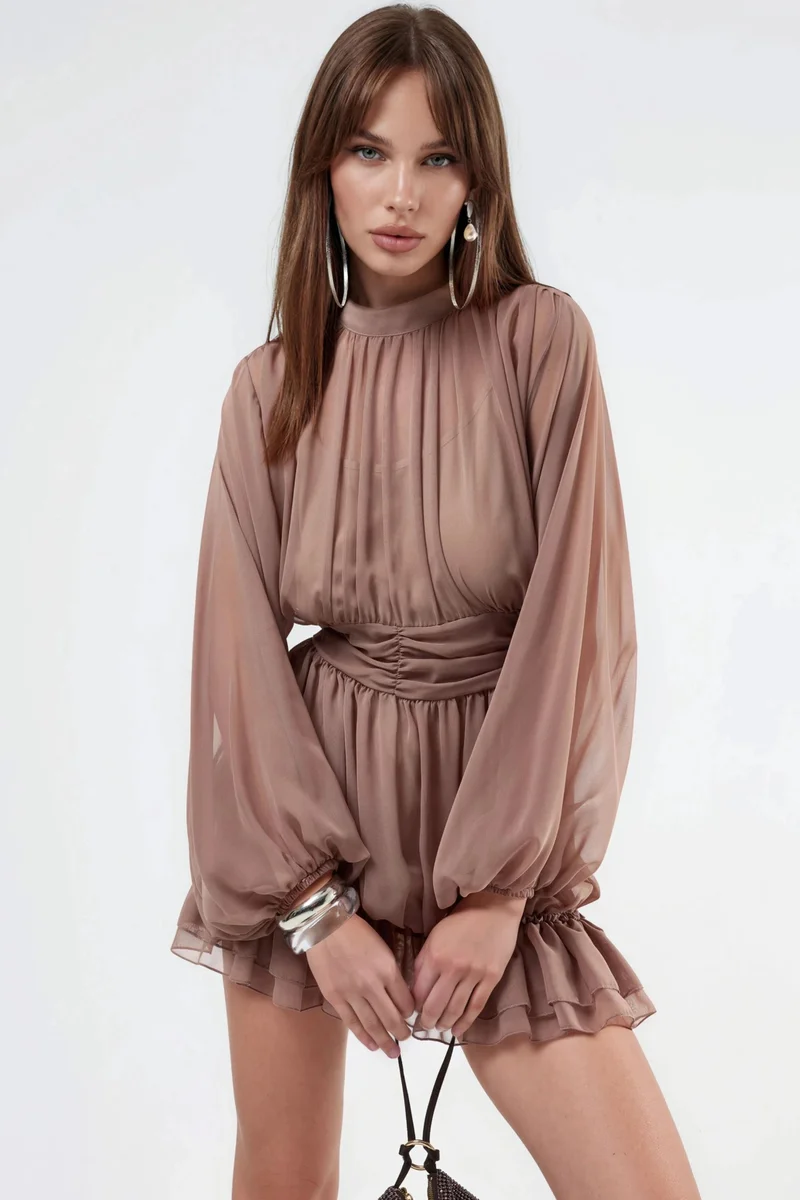 Jennyfer Frilly Turtleneck Mini Dress