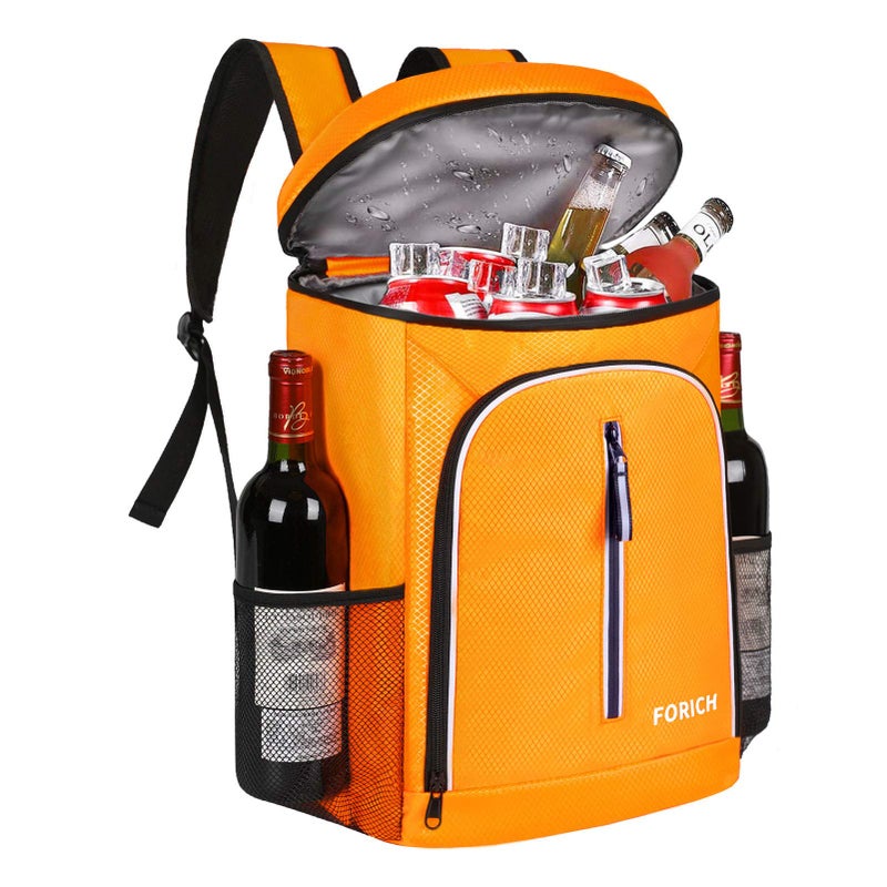 FORICH Soft Cooler Backpack Insulated Waterproof Cooler Bag Leak Proof Portable Small Backpacks to Work Lunch Travel Beach Camping Hiking Picnic Fishing Beer for Men Women (Orange) - Image 1