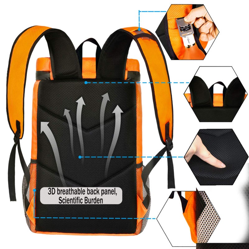 FORICH Soft Cooler Backpack Insulated Waterproof Cooler Bag Leak Proof Portable Small Backpacks to Work Lunch Travel Beach Camping Hiking Picnic Fishing Beer for Men Women (Orange) - Image 5