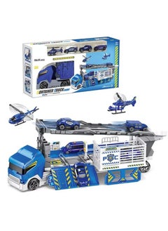 Large Container Truck Model Kids Play Transport Engineering Boys Toys Vehicles Car Helicopter Blue Toy Gifts