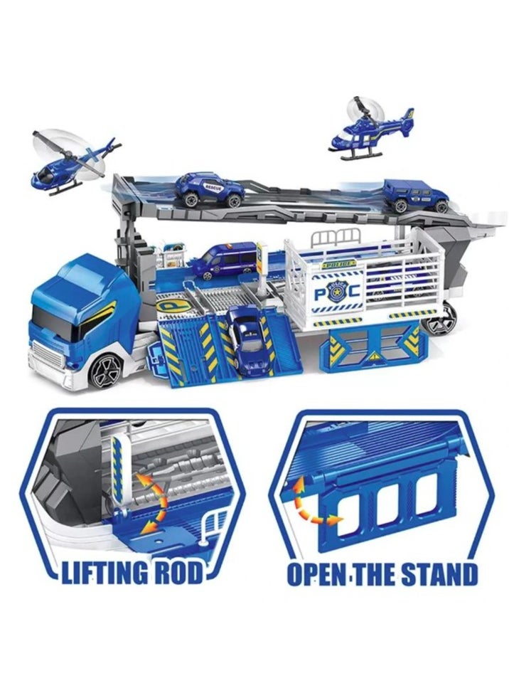 Generic - Large Container Truck Model Kids Play Transport Engineering Boys Toys Vehicles Car Helicopter Blue Toy Gifts - Image 1