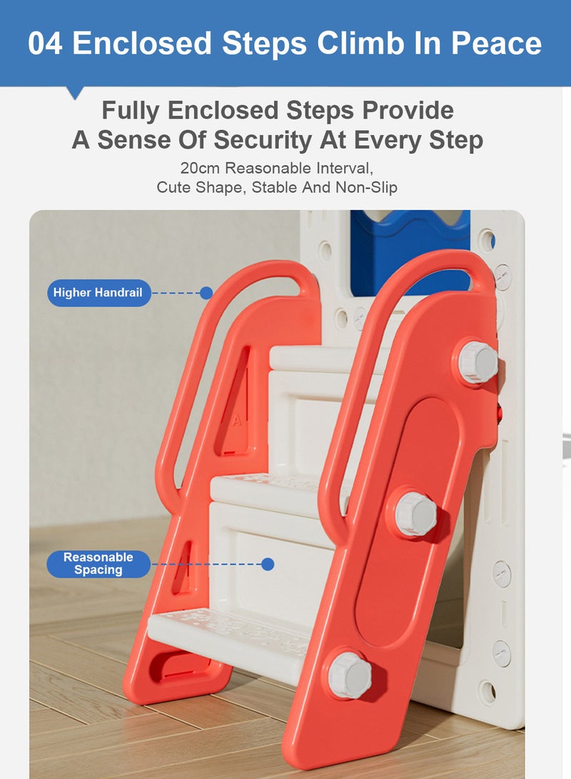 MaBaby شريحة 6 في 1 للأطفال الصغار من عمر 1 إلى 3 سنوات، شريحة طويلة للغاية مع حلقة كرة سلة داخلية وخارجية، مجموعة ألعاب متسلقة للأطفال، منزلق قائم بذاته مع تلسكوب - Image 5