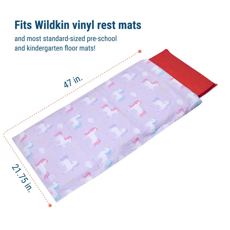 Wildkin Kids Cotton Nap Mat Cover â€“ Soft, Sewn-in Flap, Durable & Fits 1.5" Vinyl Sleep Mats - Unicorn - Image 5