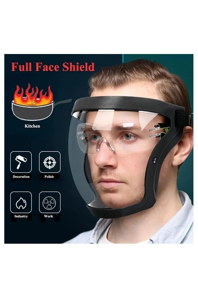 HOMESTAR Adjustable Full-Face Protective Shield - Durable Plastic Safety Mask with Transparent Visor, Heat & Impact Resistant for Work, Kitchen, and Outdoor Use, Easy Drawstring Closure - Image 1