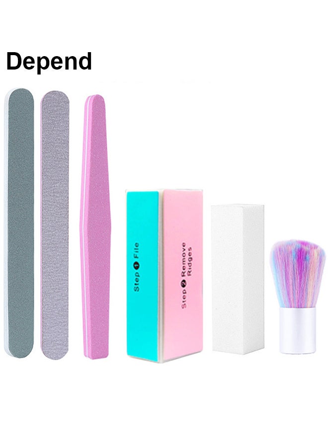 Depend 6-Piece Nail File with Brush Pedicure And Manicure Tool Set, Nail Buffers Blocks, Nail Files and Buffers Sanding Buffer for Acrylic Nails Way Buffing File Grit - Image 1