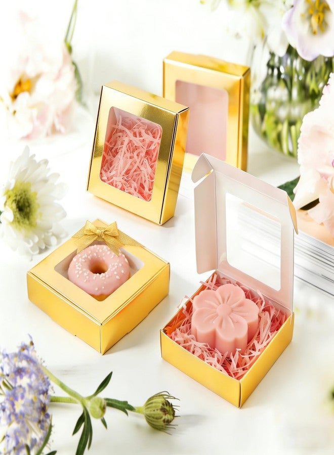 ARPOVIST 24 Pack Kraft Paper Boxes with Window, 4.25 x 4.25 x 1.22 Inch Gold Candy Packaging, Square Small Gift Boxes, Soap holder, Mini Treat Packaging for Homemade Soap, Party Favor, Bakery, Jewelry Display - Image 5