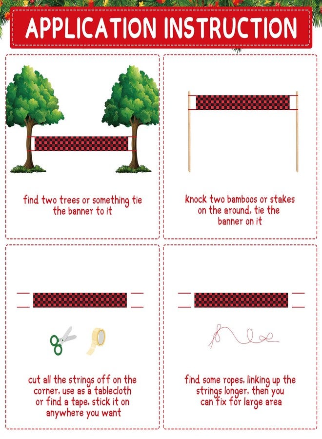 Kingdder Christmas Decorations Banner with Lights LED Merry Christmas Lighted Sign Outdoor Plaid Wall Hanging Banner Yard Sign Fence Decoration for Xmas Outside Holiday Party Supply, 9 ft x 14 Inch - Image 5