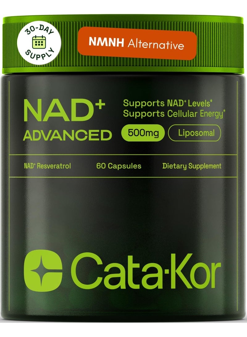 Cata-Kor NMNH Supplement Alternative – Liposomal NAD + Resveratrol – 30-Day Supply – High Purity NAD Supplement for Energy & Healthy Aging – 60 Capsules - Image 1