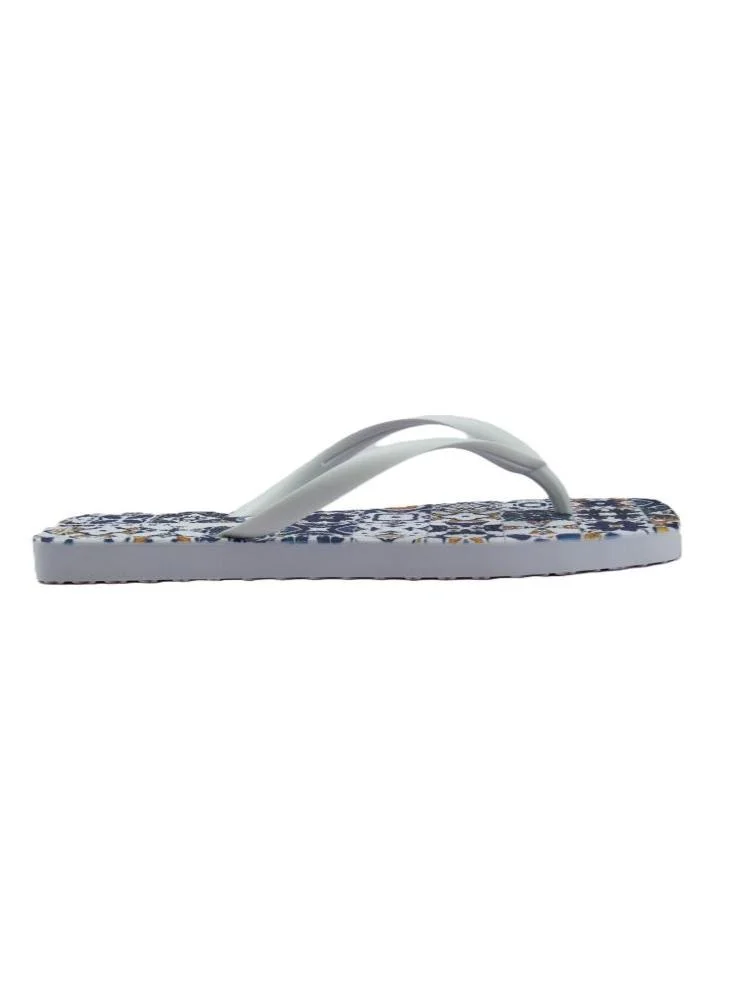 Voices Slim Amalfi Women'S Flip Flops With Square Shape Printed Sole - White