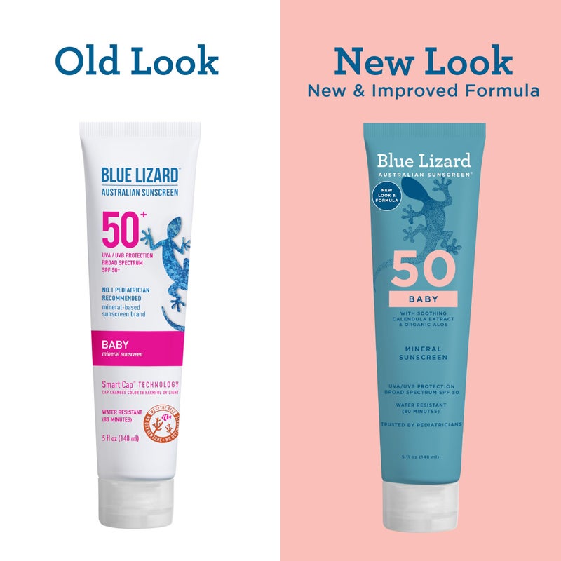 Blue Lizard BABY Mineral Sunscreen with Zinc Oxide, SPF 50+, Water Resistant, UVA/UVB Protection with Smart Cap Technology - Fragrance Free, 5 oz. Tube - Image 4