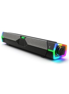 Excefore Computer Speakers For Pc Desktop Monitor Dynamic Rgb Bluetooth Soundbar Bluetooth And Usb Powered Pc Speakers With Microphone Hifi Stereo Gaming Speakers For Desktop  - Image 1