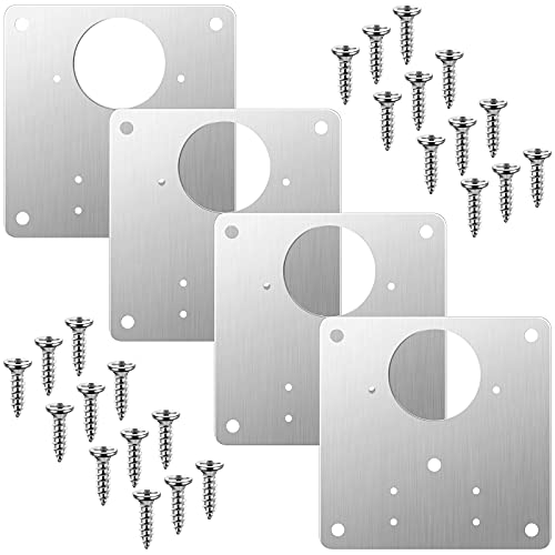 Saisn Cabinet Door Hinge Repair Plate, Saisn 4 Pack Stainless Steel Hinge Repair Reinforce Bracket Kit Kitchen Cupboard Hinge Door Fixing Plate with Mounting Screws - Image 1